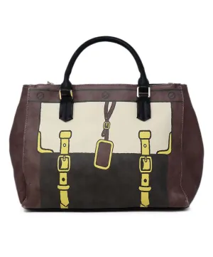Roberta Di Camerino Brown & Ivory Print Tote