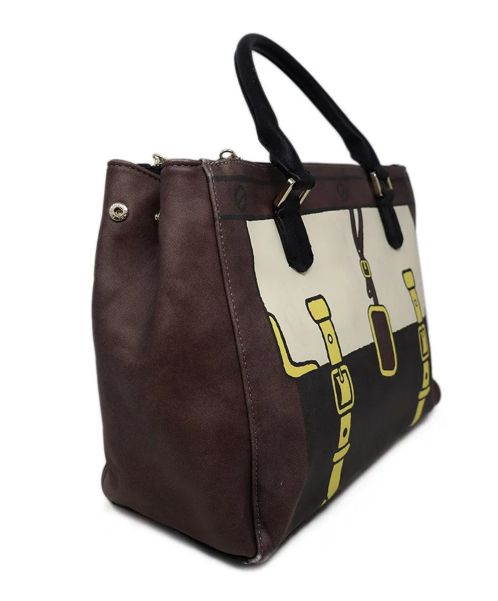 Roberta Di Camerino Brown & Ivory Print Tote