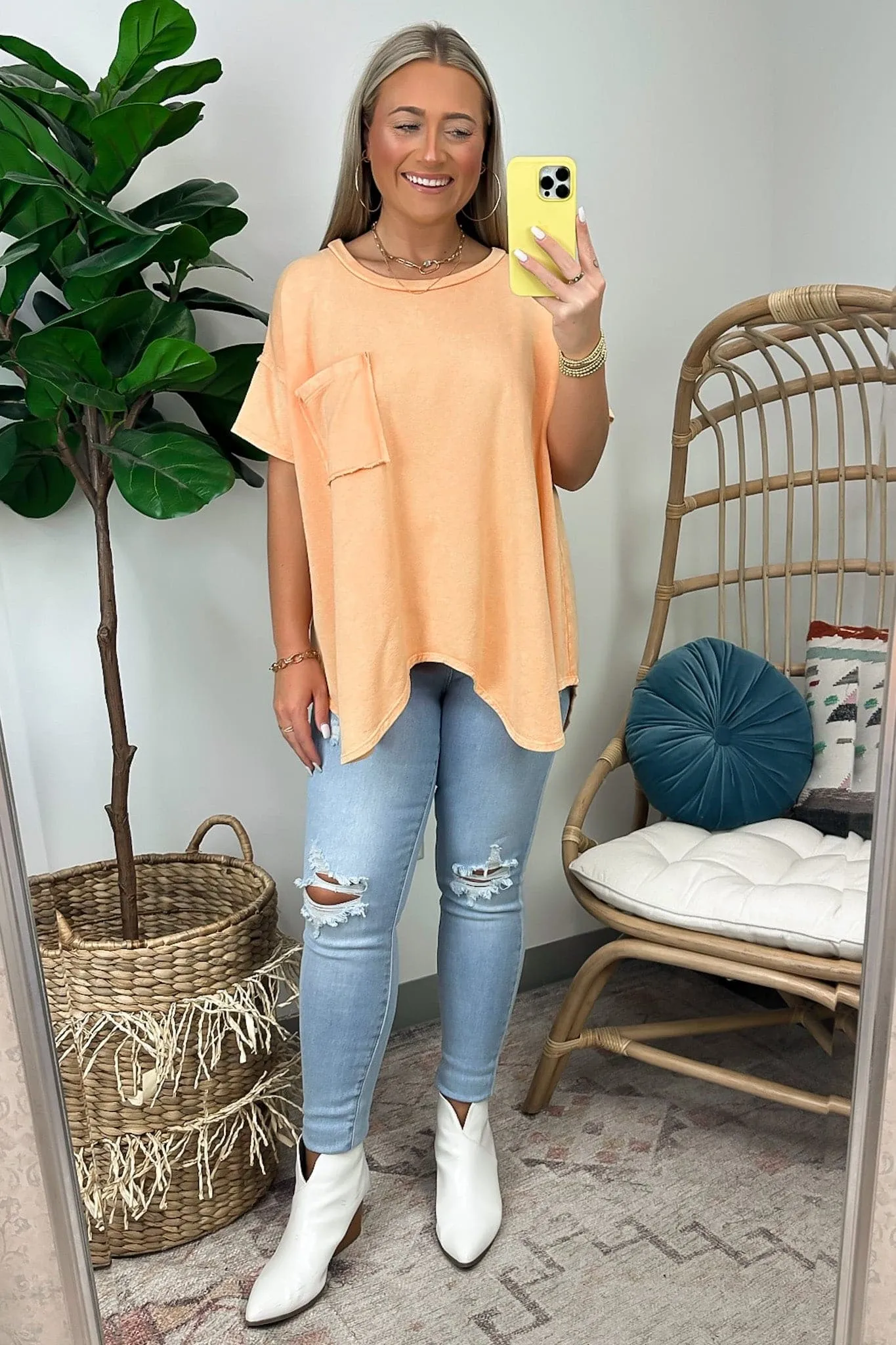 Shaniah Asymmetric Washed Pocket Tee - FINAL SALE