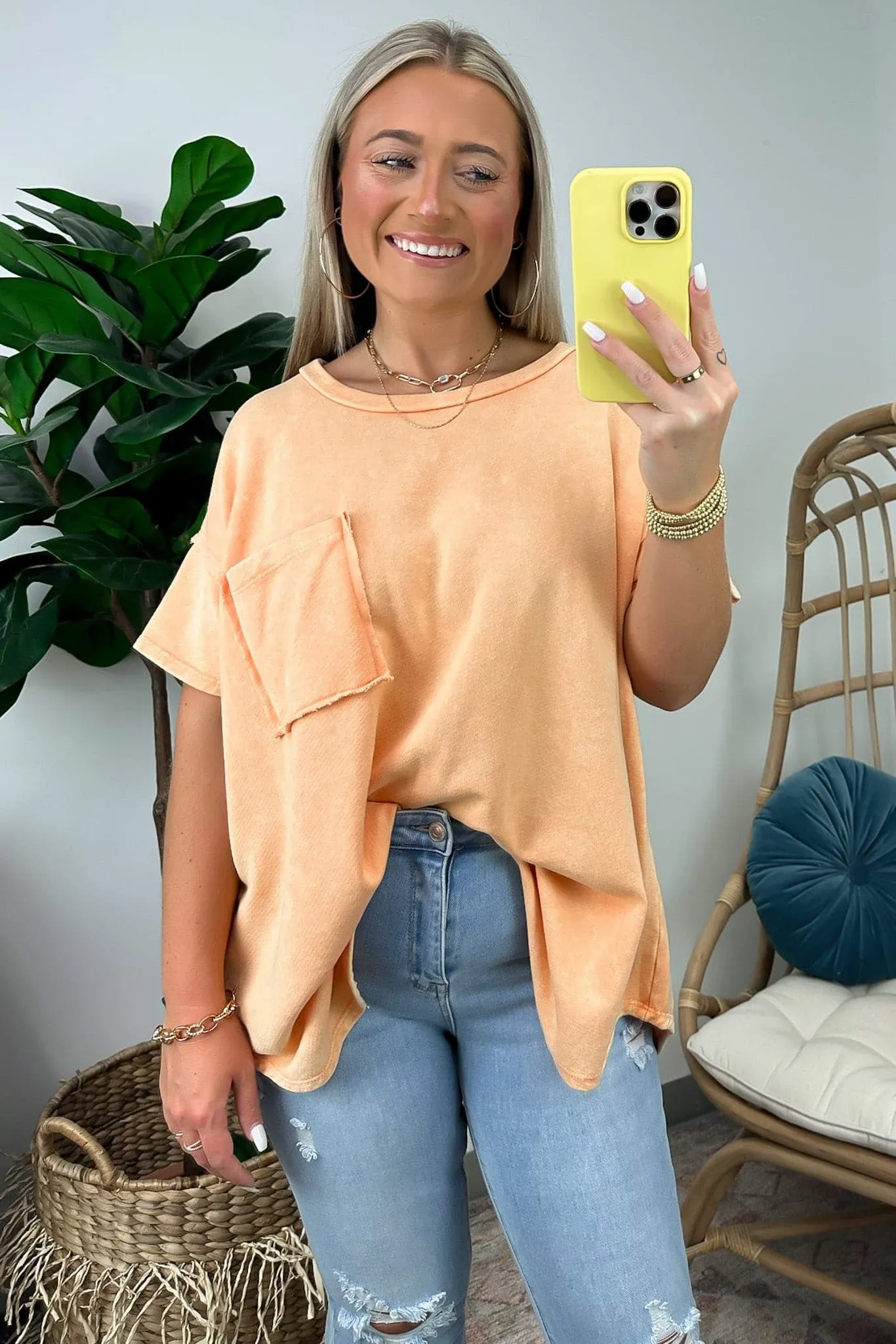 Shaniah Asymmetric Washed Pocket Tee - FINAL SALE