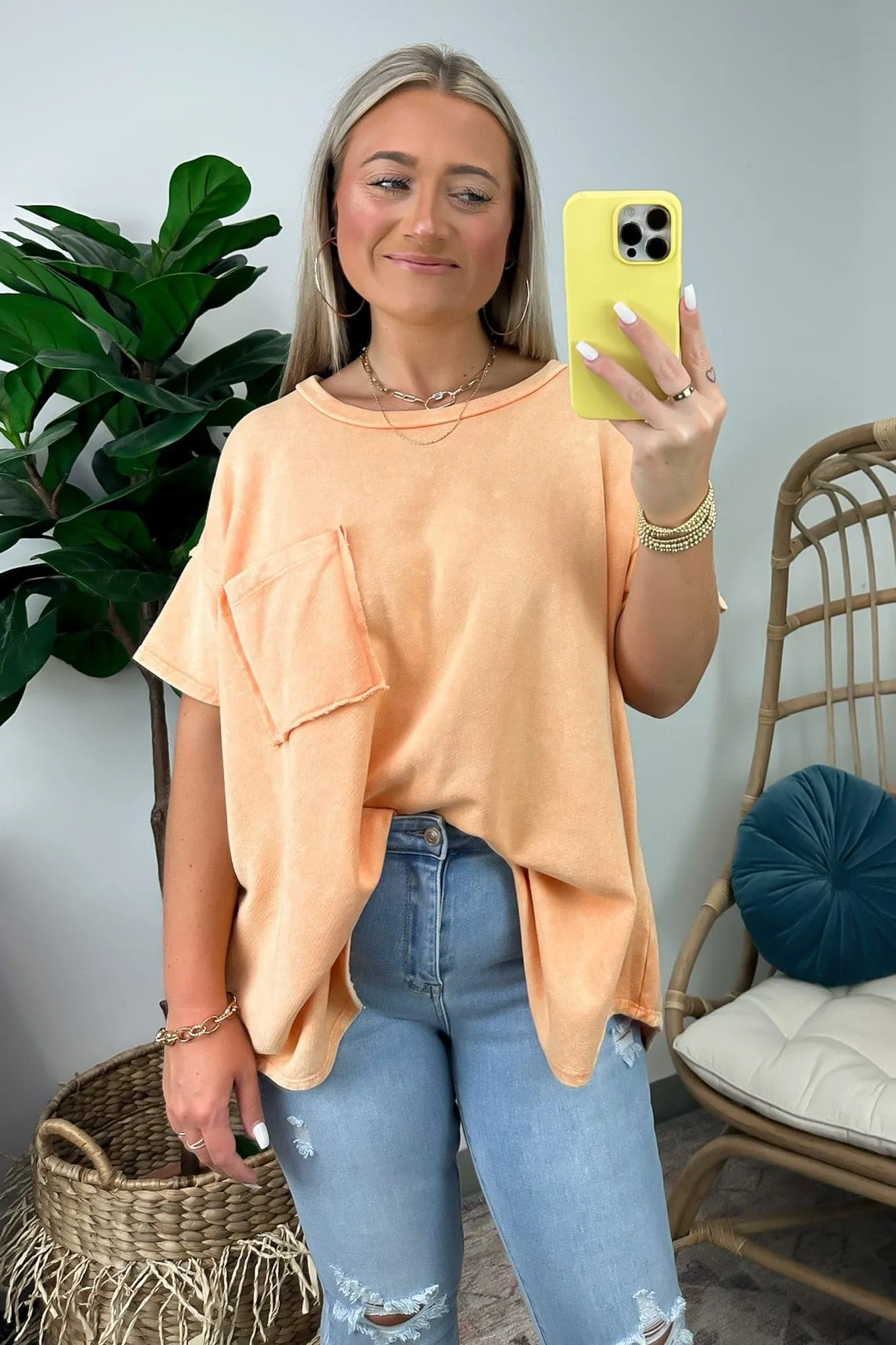 Shaniah Asymmetric Washed Pocket Tee - FINAL SALE