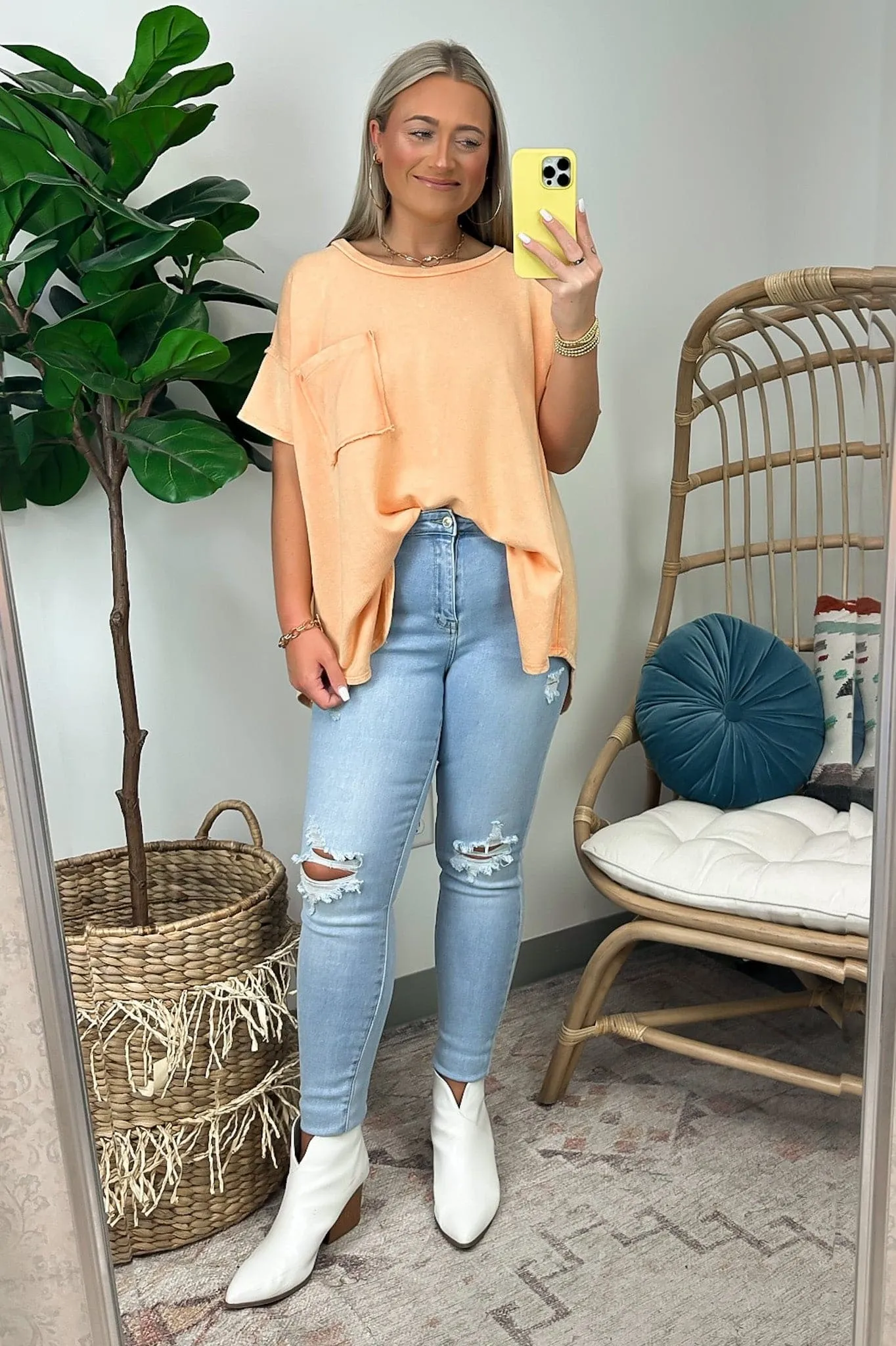 Shaniah Asymmetric Washed Pocket Tee - FINAL SALE