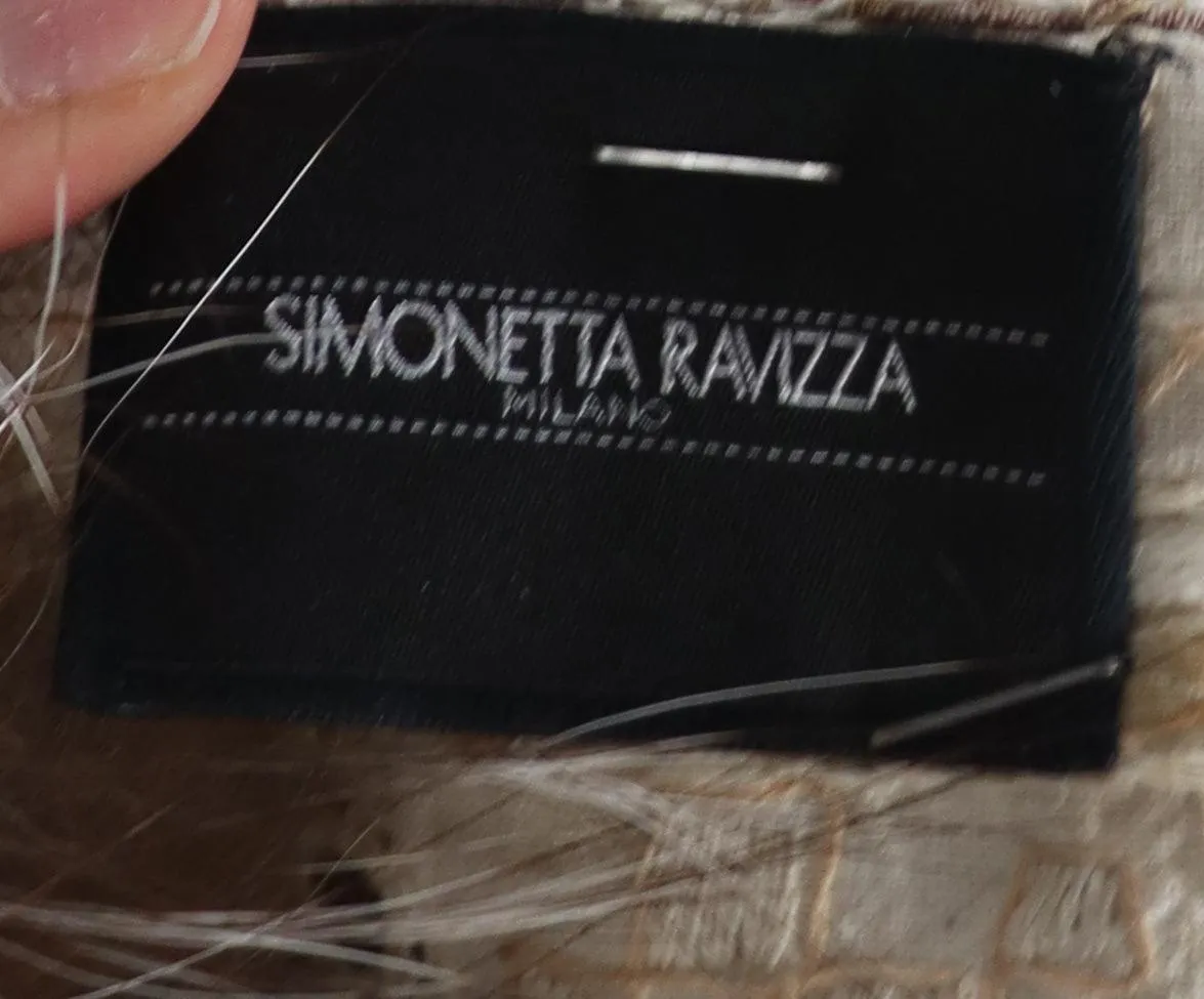 Simonetta Ravizza Ivory Embroidered Fox Fur Jacket sz 4
