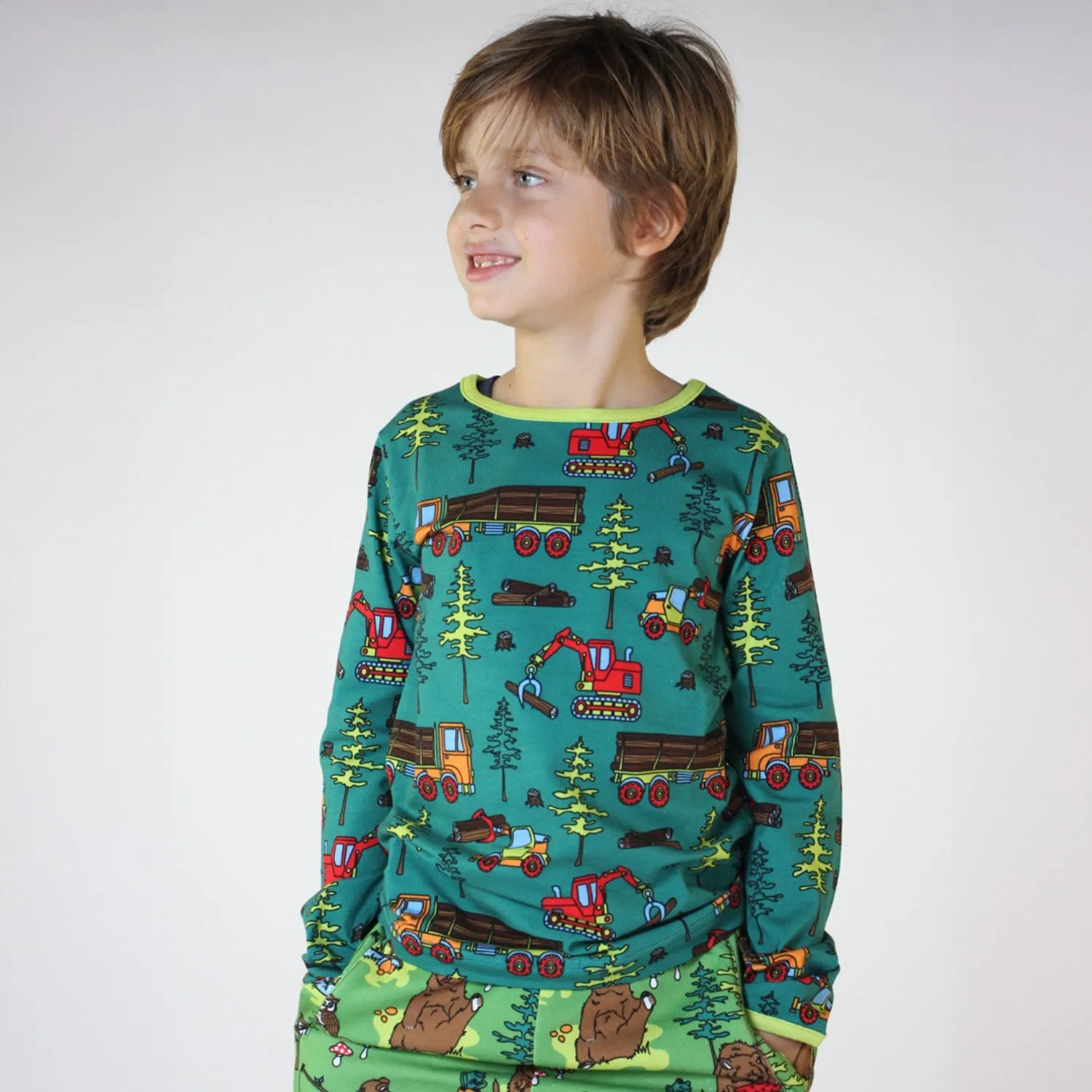 Smfolk Petroleum Green Long Sleeve Blouse With Machines