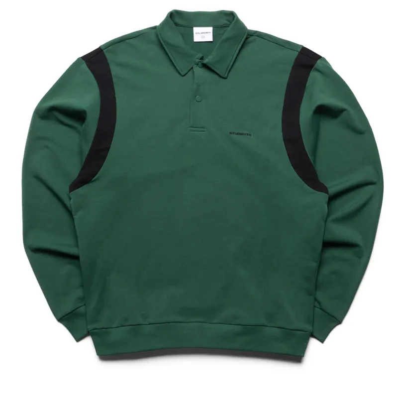 Students Golf Clive L/S Fleece Polo - Pine