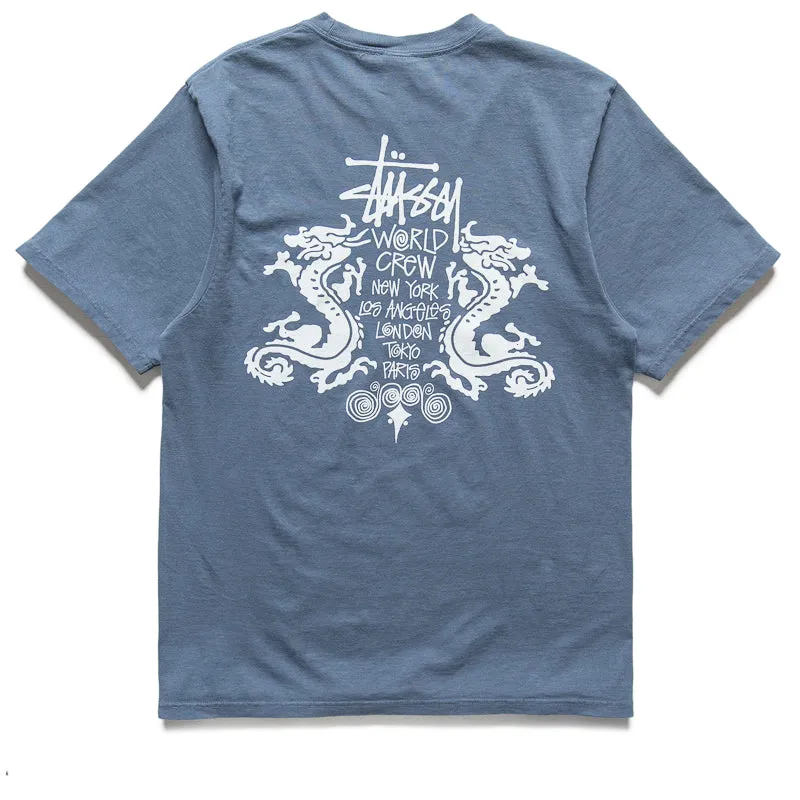 Stussy Double Dragon Pigment Dyed Tee - Navy