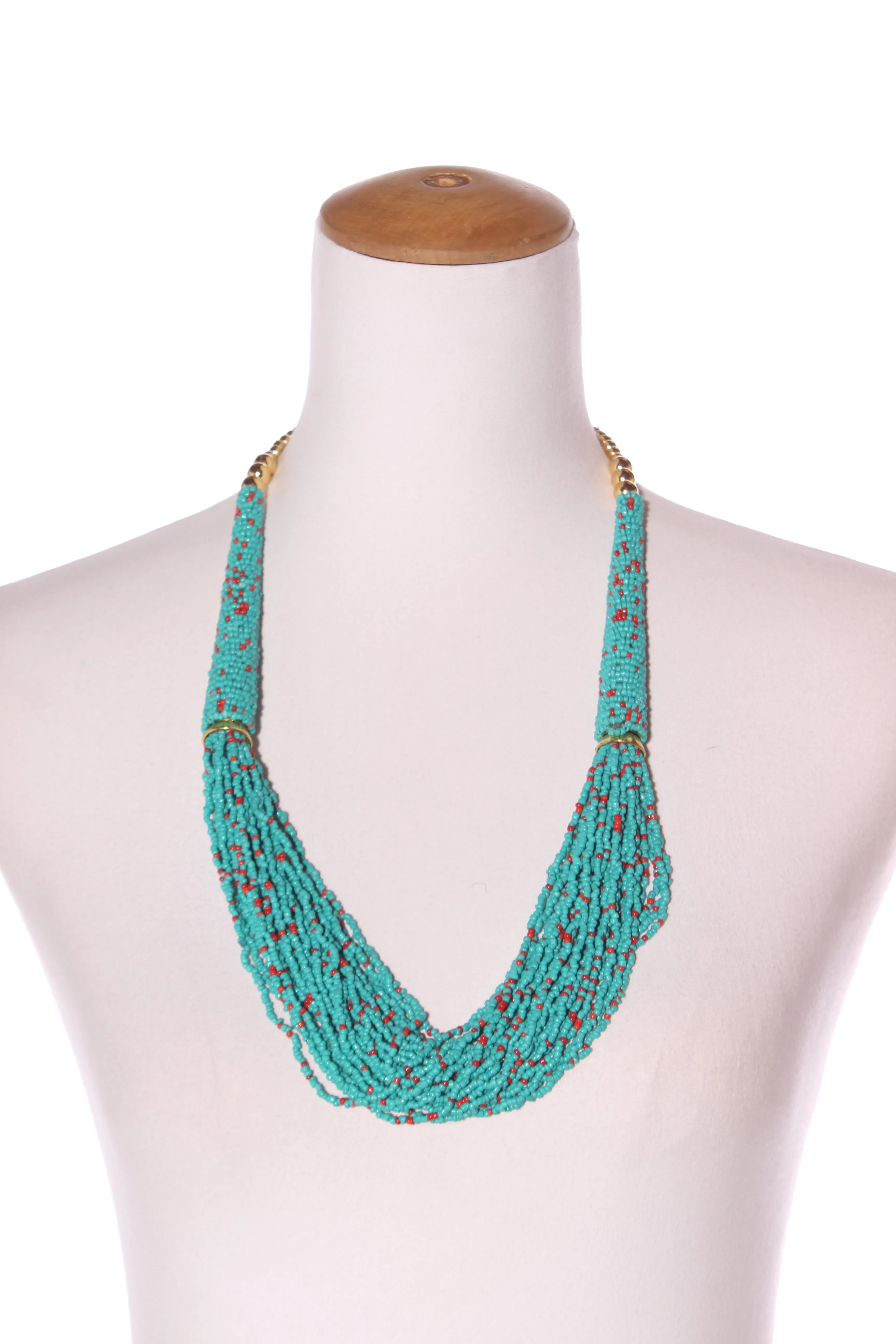 Turquoise & orange beaded necklace!