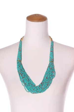 Turquoise & orange beaded necklace!