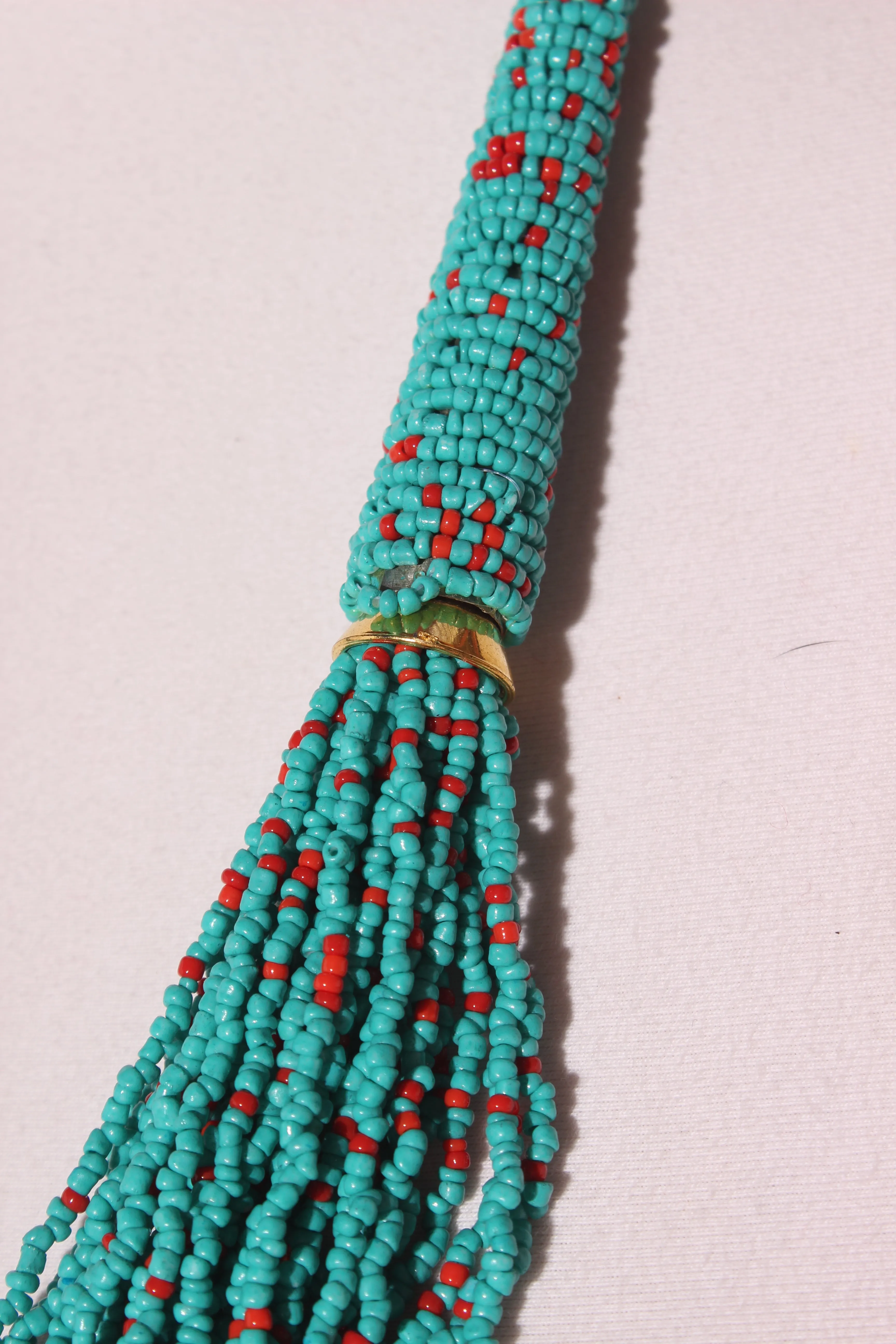Turquoise & orange beaded necklace!