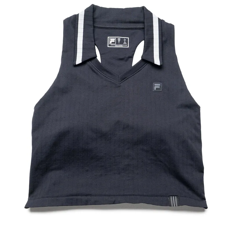 Women's FILA Challenger Seamless Polo Tank - Black/Gardenia